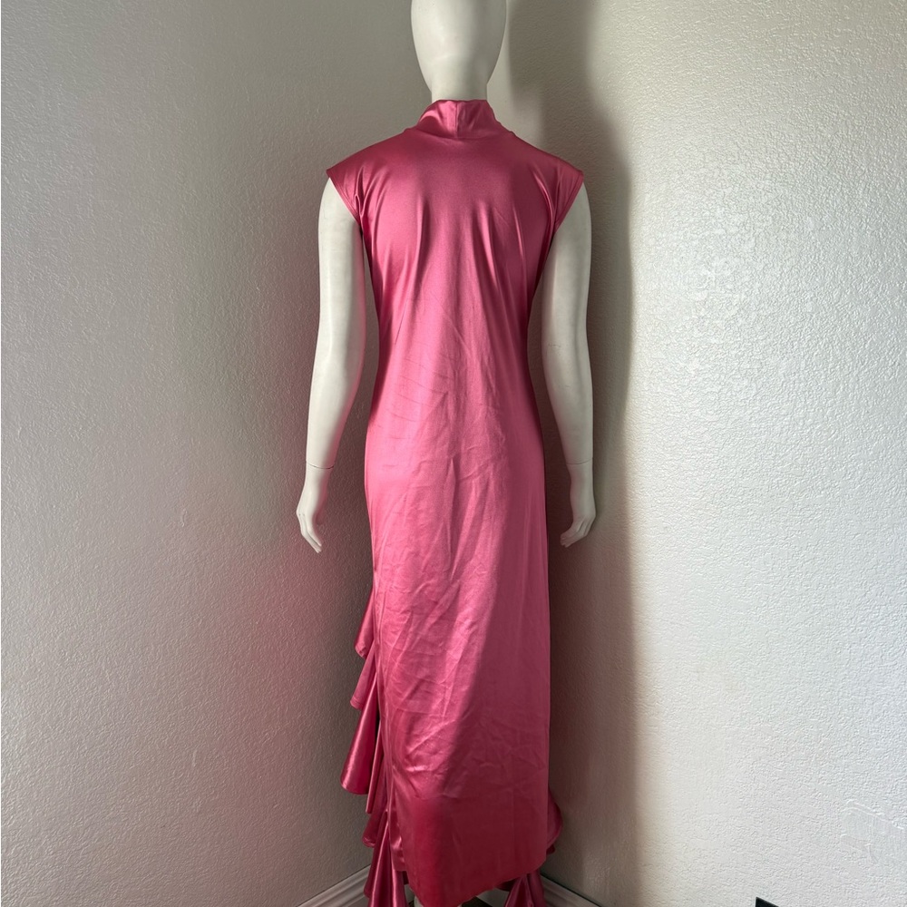 Chic High-Low Pink Ruffle Dress - Picture 3 of 5